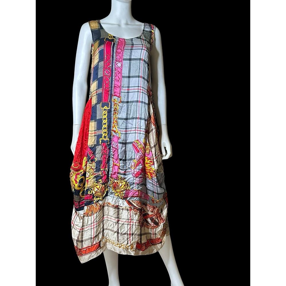 Vintage Comme Des garçons Archive Patchwork Plaid Leopard Scarf Balloon Dress